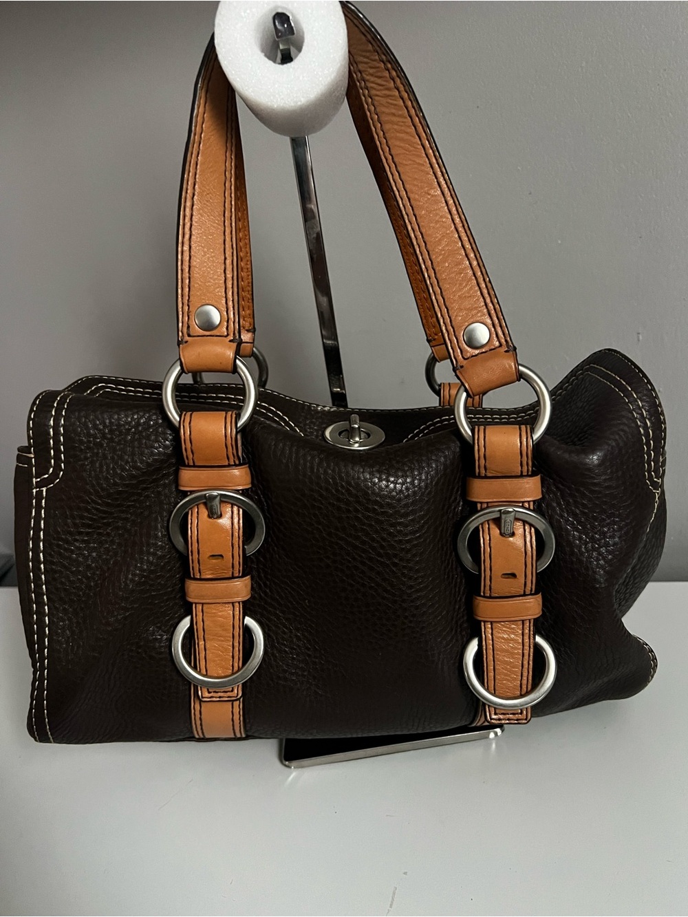 Coach Chelsea Satchel Brown Pebbled Leather F12334 - Picture 4 of 8
